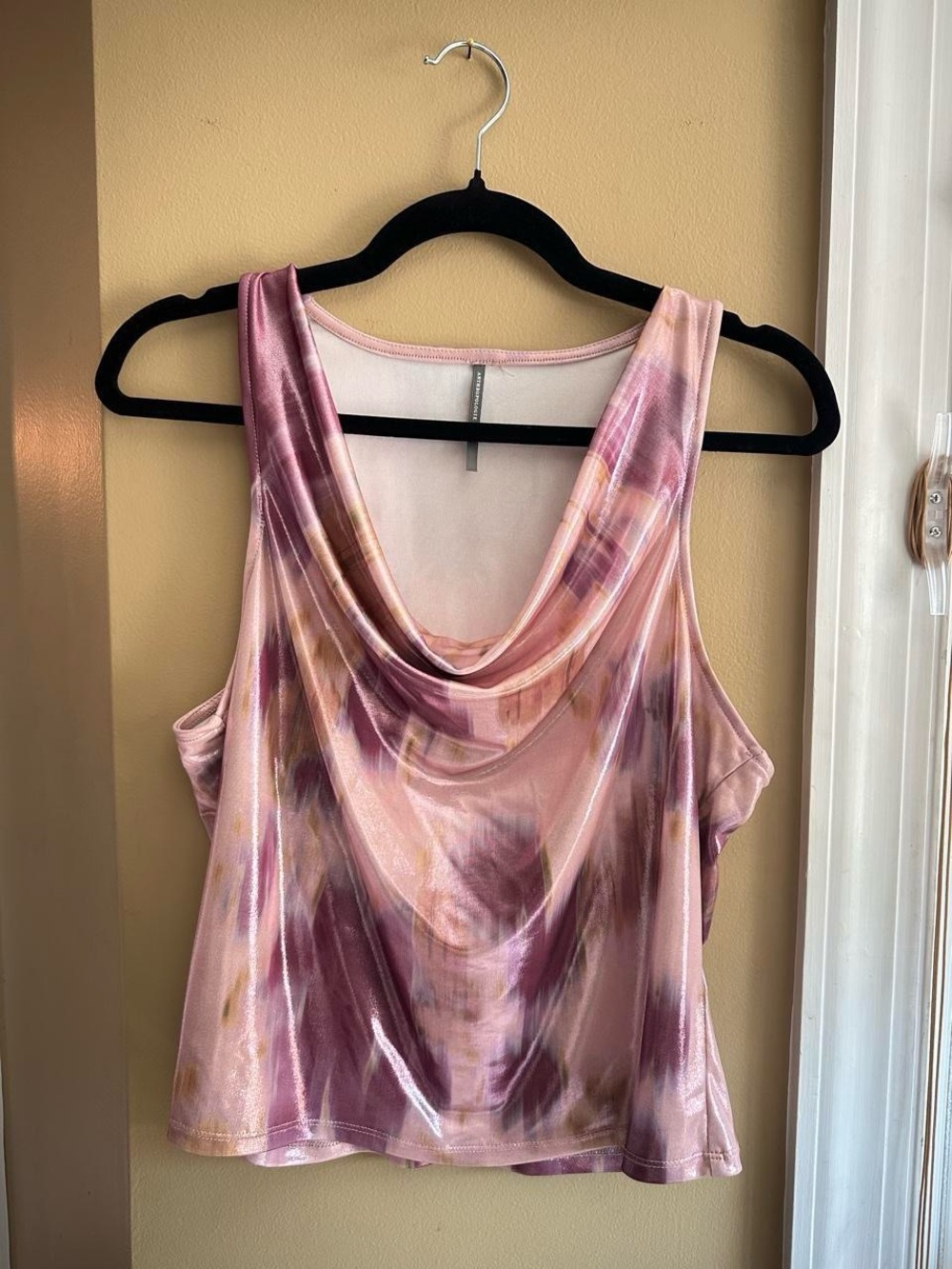Anthropologie Pink Marble Cowl Neck Tank